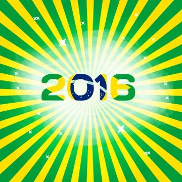 Abstract patterns of color flag of Brazil with inscription 2016. Stock Illustration