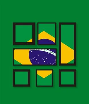 Abstract patterns of color flag of Brazil.  Illustration. Stock Illustration