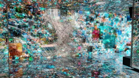 Abstract patterns creating a kaleidoscopic visual light show Stock Footage 328308616