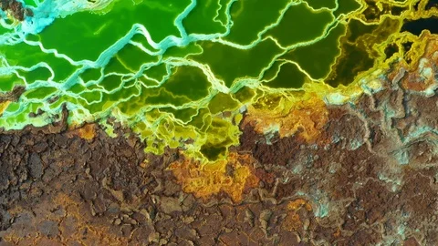 Abstract patterns Dallol volcanic crater, surreal natural landscape Ethiopia Vídeos de archivo 114306077