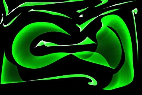 Abstract Patterns On Dark Background With Green Lines Curves Particles Stock Illustration