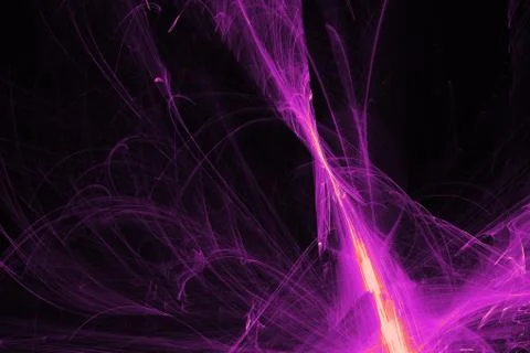 Abstract Patterns On Dark Background With Purple Lines Curves Particles Stock Illustration