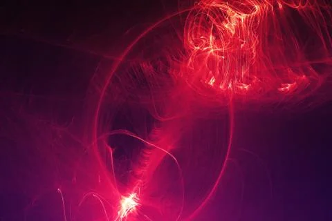 Abstract Patterns On Dark Background With Purple Lines Curves Particles Stock Illustration