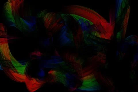 Abstract Patterns On Dark Background With Rainbow Lines Curves Particles Stock Illustration