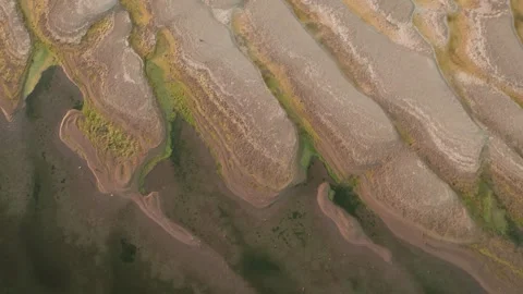 Abstract patterns of the exposed Danube riverbed during extremely low water 動画素材 342751248