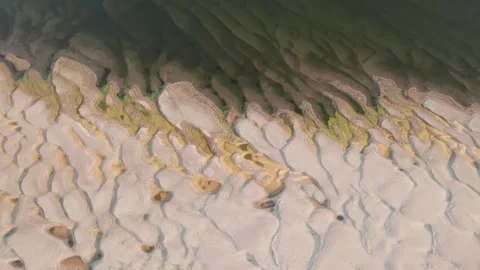 Abstract patterns of the exposed Danube riverbed during extremely low water Vídeo Stock 342751279