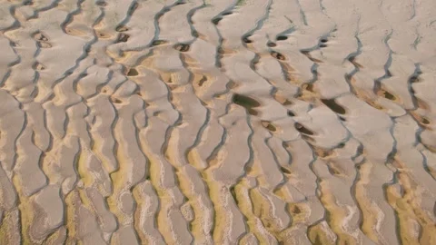 Abstract patterns of the exposed Danube riverbed during extremely low water 库存影片 342751286