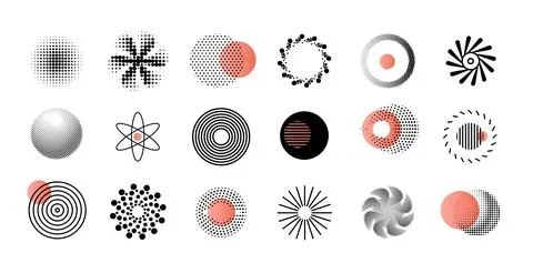 Abstract patterns. Geometry logo design with lines and dots. Geometric flat.. Stock Illustration