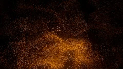 Abstract patterns of golden sand spreading on black background. Orange dot cl Stock Illustration