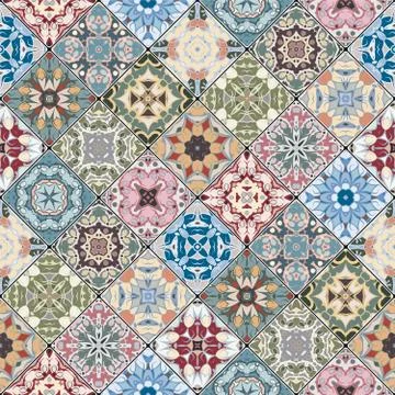 Abstract patterns in the mosaic set. Stock Illustration