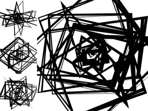 Abstract patterns with random, chaotic edgy shapes, irregular, dynamic lines. Illustrazione stock