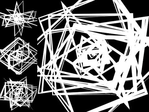 Abstract patterns with random, chaotic edgy shapes, irregular, dynamic lines. 스톡 일러스트