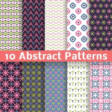 Abstract patterns. Set of vector seamless background Stock Illustration