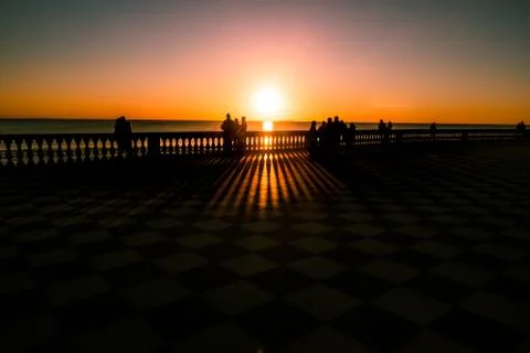 Abstract patterns in singular terrace Mascagni in Livorno, Italy. Stock Photos