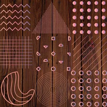 Abstract patterns of triangles and zigzags and lines on the background of the Stock Illustration