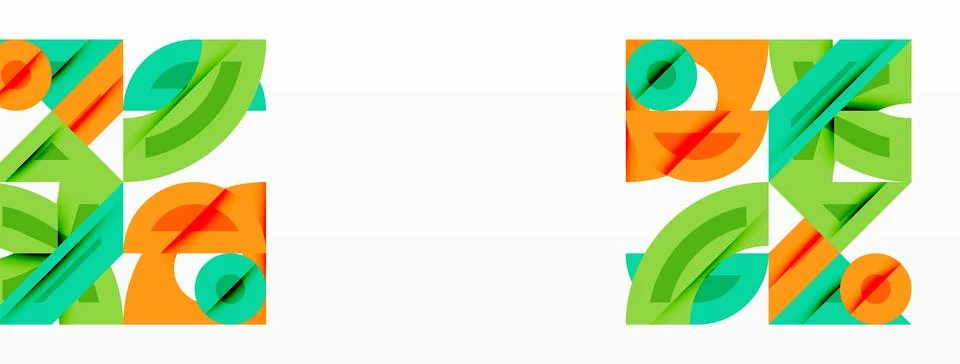 Abstract patterns using green, orange leaf shapes. Repeating design creates Illustrazione stock