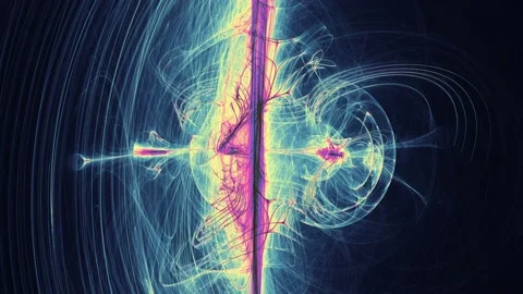 Abstract Patterns With Yellow Purple Blue Lines Curves Particles Stock Footage 166076563