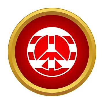 Abstract peace sign icon inside red circle Stock Illustration