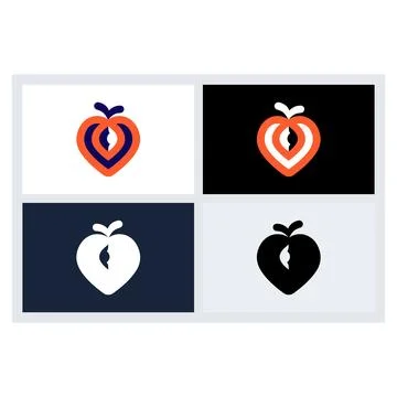 Abstract Peach Fruit Logo Icon Vector Set Illustration