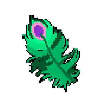 Abstract peacock feather pixel art vector illustration Stock Illustration