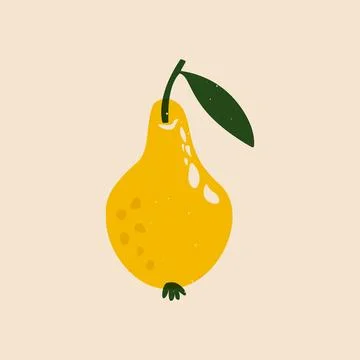 Abstract pear risograph sketch. Modern ripe yellow fruit, cartoon juicy pear Stock Illustration