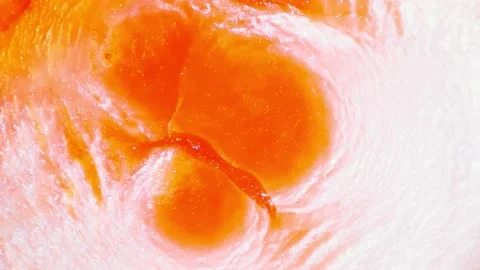 Abstract pearly white liquid texture with bright orange elements. Stock Footage 220884297