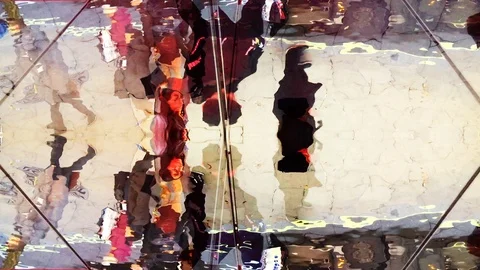 Abstract Pedestrians Walking Reflection Stock Footage 105751003