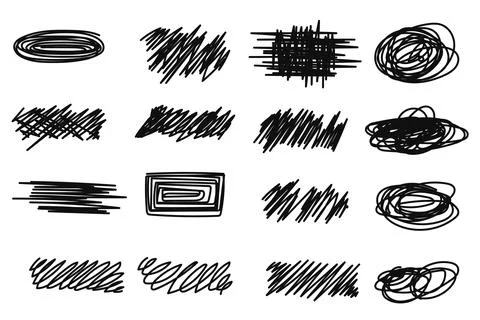 Abstract pen sketch random scribbles collection. Stock Illustration