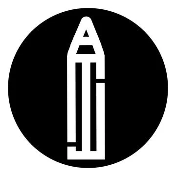 Abstract pencil forming letters inside black circle Stock Illustration