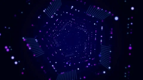 Abstract Pentagonal Tunnel with Glowing Data Particles Stock Footage 336120931