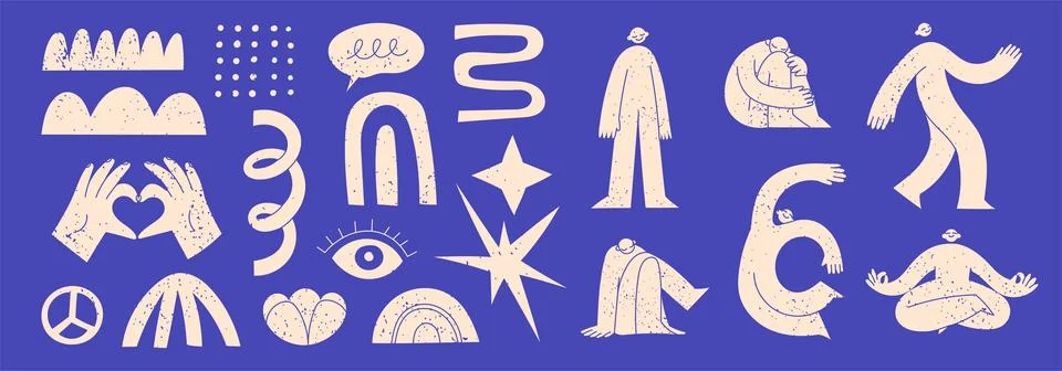 Abstract people and elements hand drawn Stock Illustration