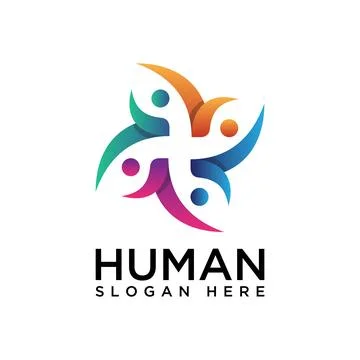 Abstract People connection in the circle vector logo colorful theme Stock Illustration