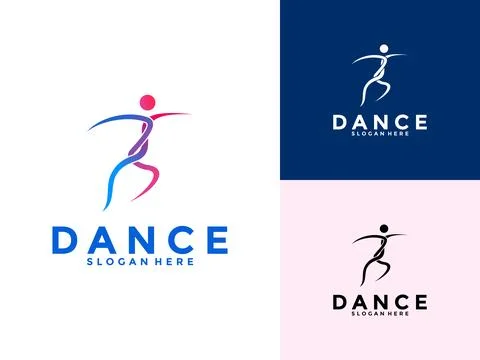 Abstract people dance logo vector, Colorful People Dancing logo template Stock Illustration