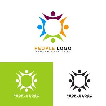 Abstract People holding hands vector logo Stock Illustration