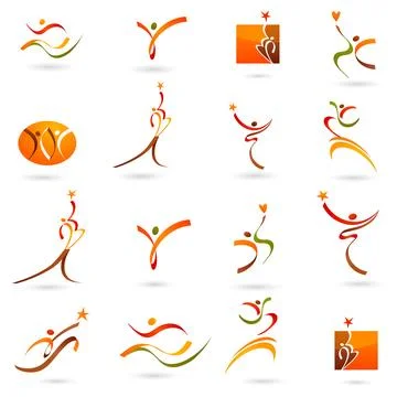 Abstract People Logo Vector Collection Stock Illustration