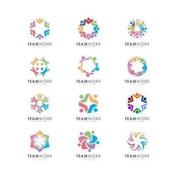 Abstract people vector design represents teamwork, diversity, signs and symbo Stock Illustration