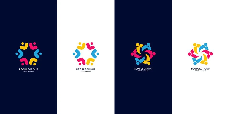 Abstract people vector design represents teamwork, diversity, signs and symbo Stock Illustration