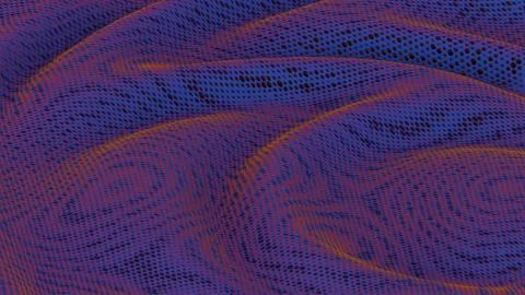 Abstract perforated surface with flowing wave patterns in purple and orange t Stock Illustration