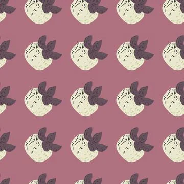 Abstract persimmon seamless doodle pattern. Light purple background. Nature f Illustrazione stock