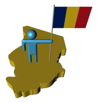 Abstract person with chad flag on map illustration Stock Illustration