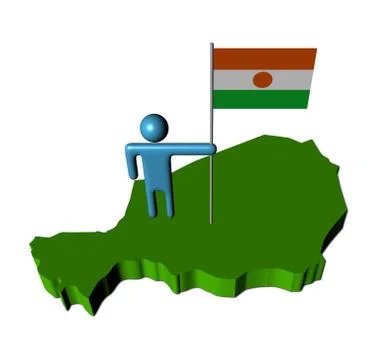 Abstract person with flag on niger map illustration Stock Illustration