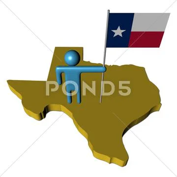 Abstract person with flag on texas map illustration Stock Illustration