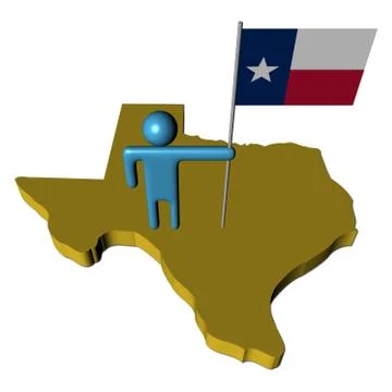 Abstract person with flag on texas map illustration Stock Illustration