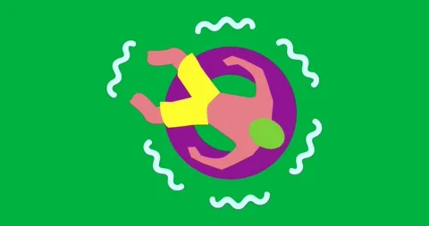 Abstract person floating inside purple torus amid blue ripples showing health on Stock Footage 317480387