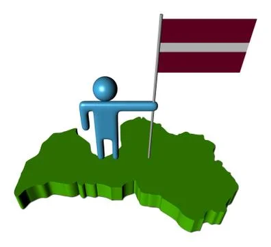 Abstract person with latvia flag on map illustration Stock Illustration