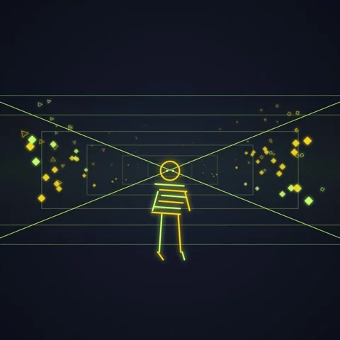 Abstract Person Observing Data Visualization with Geometric Shapes and Lines Stock Footage 348197830