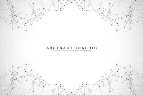 Abstract perspective background with connected line and dots. Network and Stock Illustration
