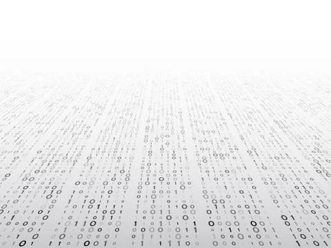 Abstract perspective binary code on a grey background. Matrix technology conc Stock Illustration