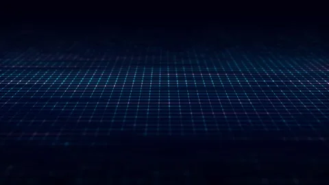 Abstract perspective blue grid. Wireframe landscape with dots and lines. Stock Footage 275862709
