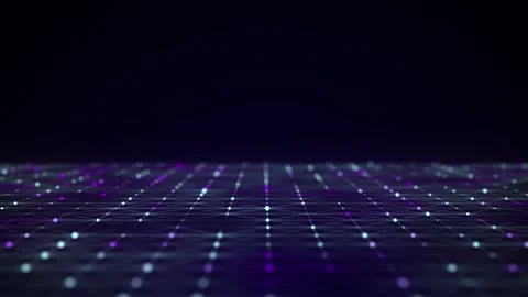 Abstract perspective blue grid. Wireframe landscape with dots and lines. Stock Footage 310314874